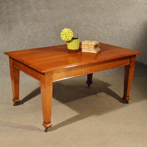 Antique 5' Oak Kitchen Dining Architect's Table Edwardian English 6 Seater C1910