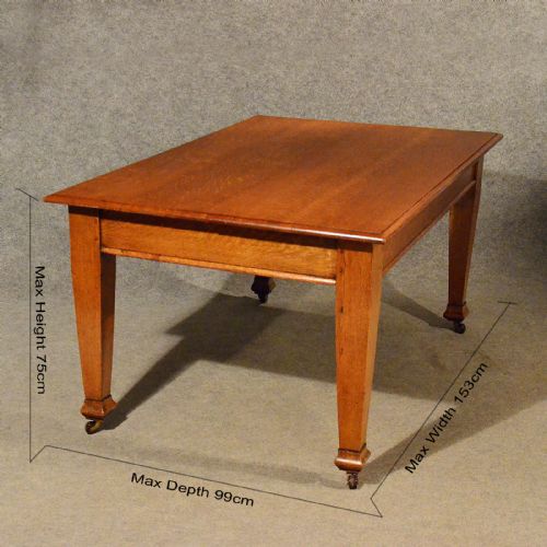 fig 1. Antique 5' Oak Kitchen Dining Architect's Table Edwardian English 6 Seater c1910