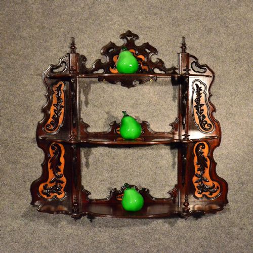 Antique Whatnot Rosewood Display English Victorian Ornate Wall Shelves C1860