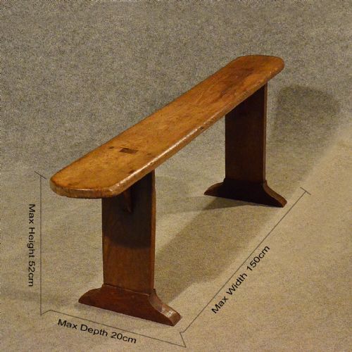 fig 1. Antique 5' Pine Kitchen Bench Pew Long Seat Quality English Victorian c1900