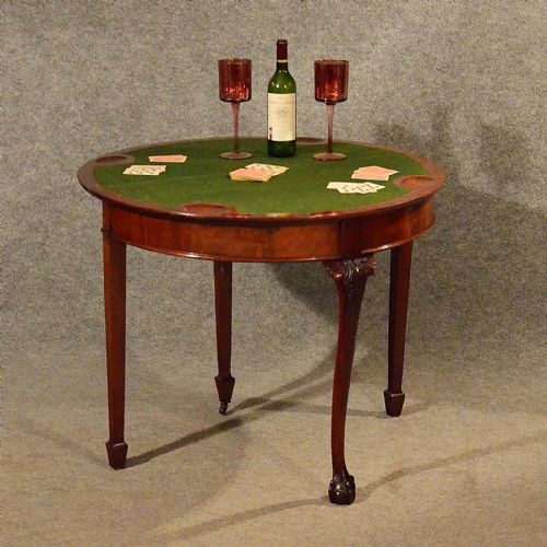 Antique Table Card Games Tea Sofa Hall Folding Demi Lune English Victorian C1890