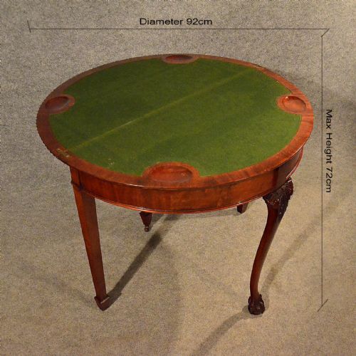 fig 1. Antique Table Card Games Tea Sofa Hall Folding Demi Lune English Victorian c1890