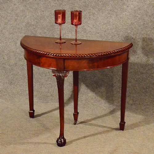 fig 2. Antique Table Card Games Tea Sofa Hall Folding Demi Lune English Victorian c1890