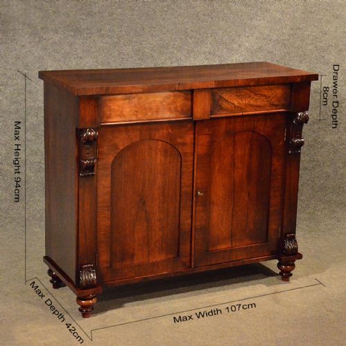 fig 1. Antique Rosewood English Regency Side Cabinet Cupboard Chiffonier Quality c1820