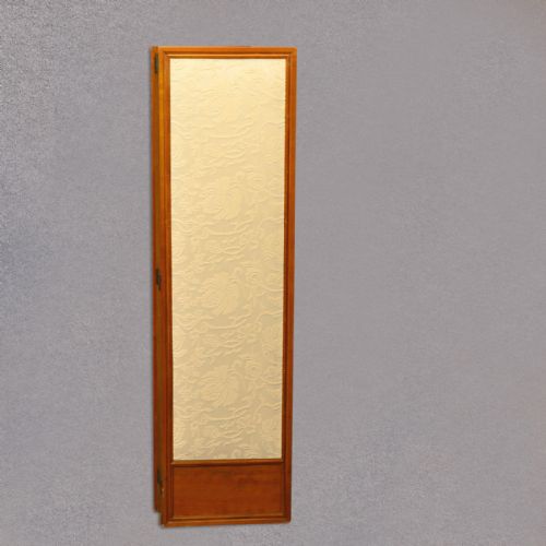 fig 2. Antique 4 Fold Screen, Edwardian Walnut, Four Jaquard Panels, Room Divider c1910