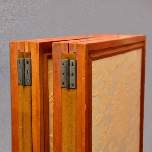 fig 3. Antique 4 Fold Screen, Edwardian Walnut, Four Jaquard Panels, Room Divider c1910