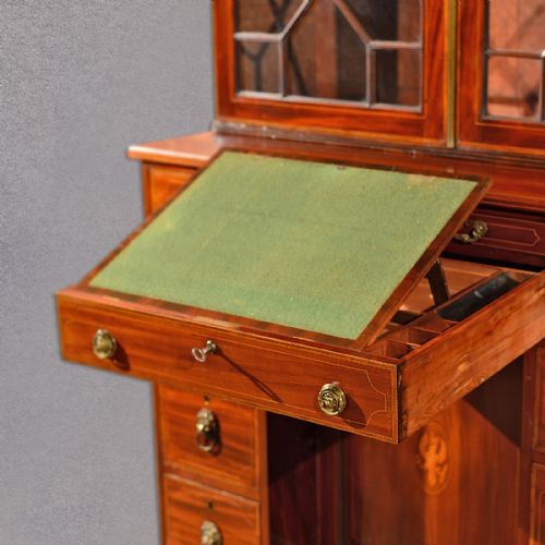 fig 4. Antique Bureau Bookcase, English Knee Hole Desk, Georgian Secretaire c.1800