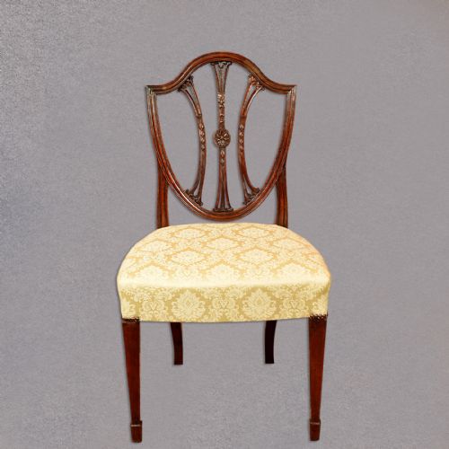 fig 1. Antique Dining Chairs, Set of 6 Mahogany Shield Back, Hepplewhite Revival C19th