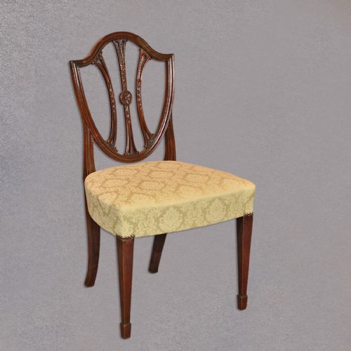 fig 2. Antique Dining Chairs, Set of 6 Mahogany Shield Back, Hepplewhite Revival C19th