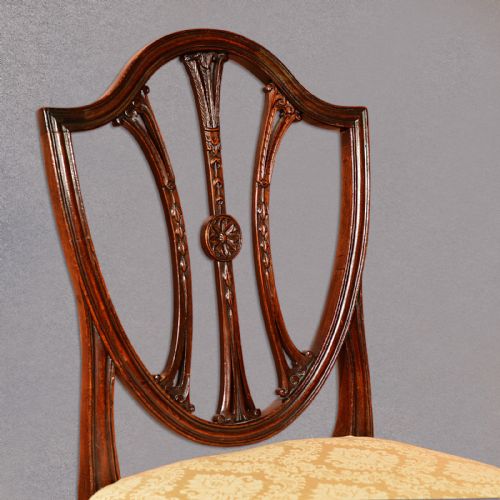 fig 3. Antique Dining Chairs, Set of 6 Mahogany Shield Back, Hepplewhite Revival C19th