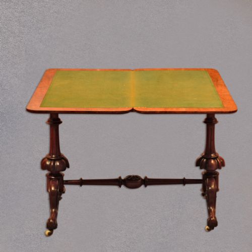 fig 1. Antique Fold Over Card Table, Side, Hall, Tea, English, Burr Walnut, c.1840