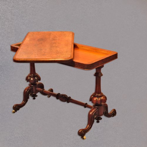 fig 2. Antique Fold Over Card Table, Side, Hall, Tea, English, Burr Walnut, c.1840