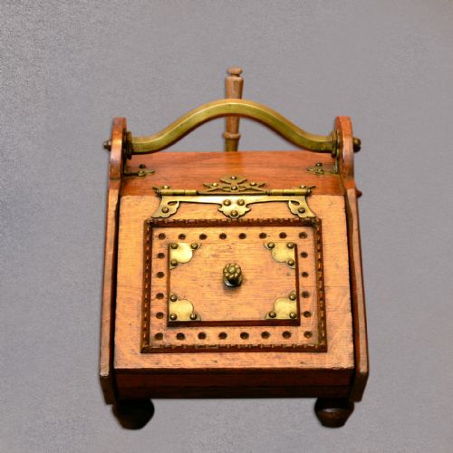 fig 1. Antique Log Bin, Coal Purdonium, Fire Side Hearth Store, Victorian, Oak, c.1860