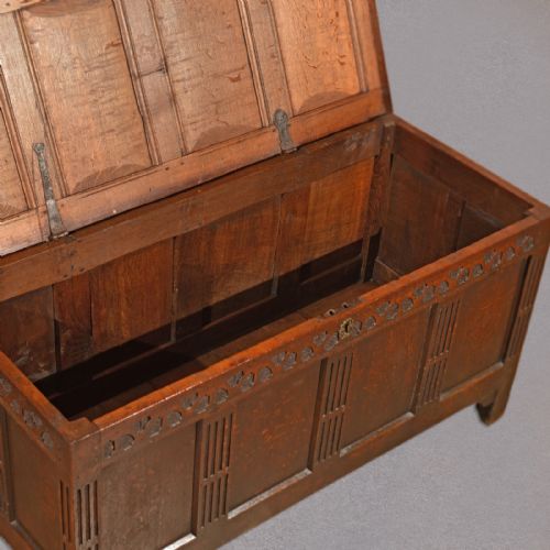 fig 2. Antique Oak Coffer, Large English Chest, 18th Century Georgian Trunk, c.1725