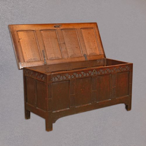 fig 3. Antique Oak Coffer, Large English Chest, 18th Century Georgian Trunk, c.1725