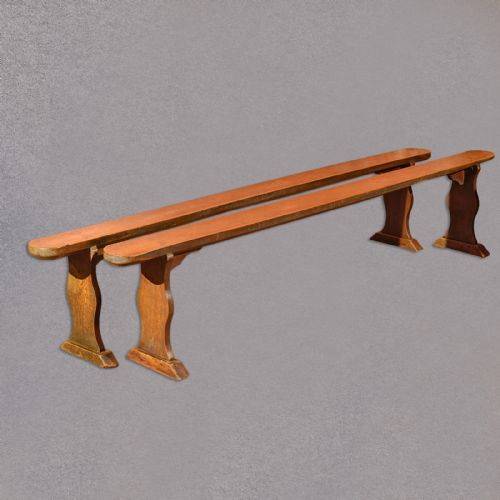 Antique Pair of Benches, Country Kitchen Seats, Pine Plank Dining, Stool, C.1900