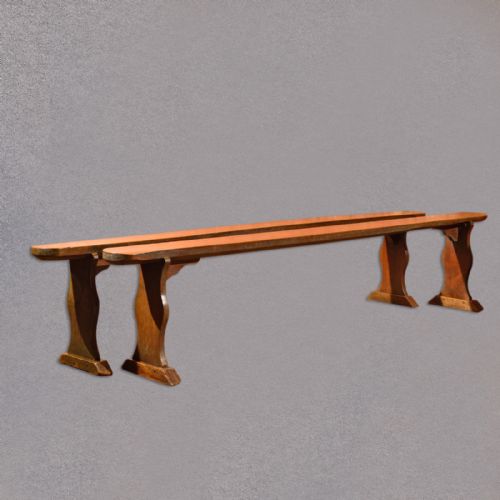 fig 1. Antique Pair of Benches, Country Kitchen Seats, Pine Plank Dining, Stool, c.1900