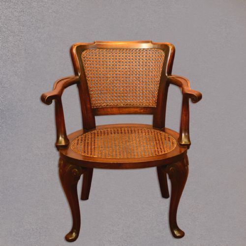 fig 2. Antique, Pair of, Open, Armchairs, Beech, Cane, Arm Chairs, Bergere, Early C20th