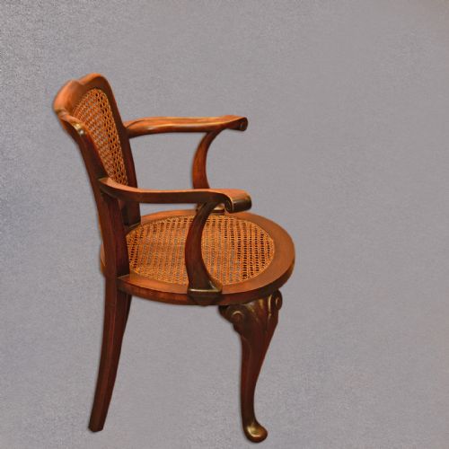 fig 3. Antique, Pair of, Open, Armchairs, Beech, Cane, Arm Chairs, Bergere, Early C20th