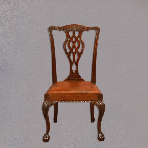 fig 2. Antique Set of 4 Dining Chairs, Victorian Chippendale Revival, Mahogany, c.1880