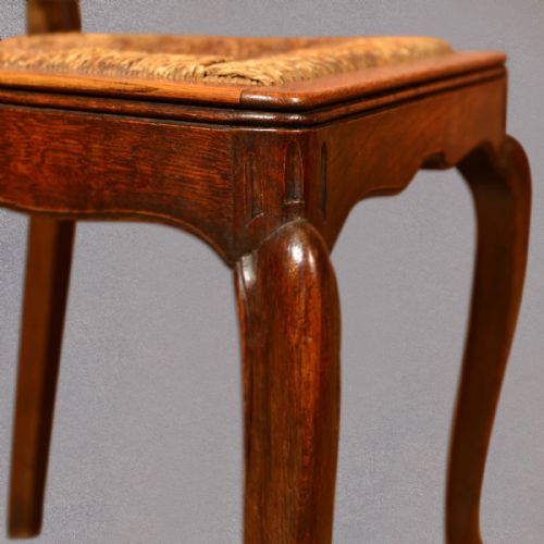 fig 2. Antique Set of 6 Dining Chairs, French Country Kitchen, Oak, Rush Seats, C19th