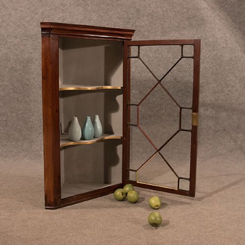 Antique Corner Cupboard English Georgian Wall Cabinet Astragal Glazed C1800