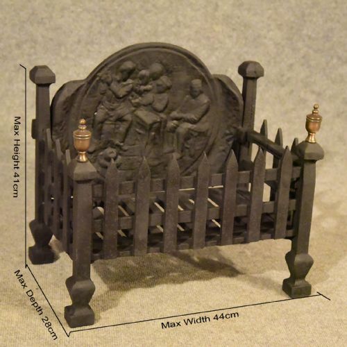 fig 1. Antique Fire Basket Chimney Hearth Fireplace Iron Grate c1900