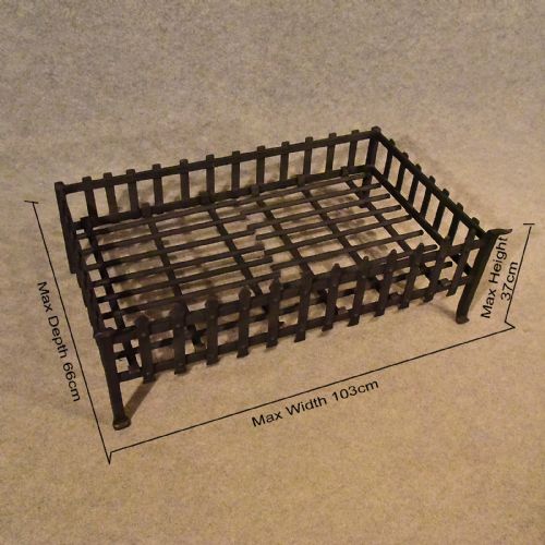 fig 1. Large Antique Fire Basket Chimney Hearth Fireplace Iron Grate c1900