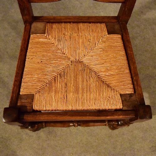 fig 2. Antique Oak Rush Seat Country Chair Quality Kitchen Dining Edwardian c1910