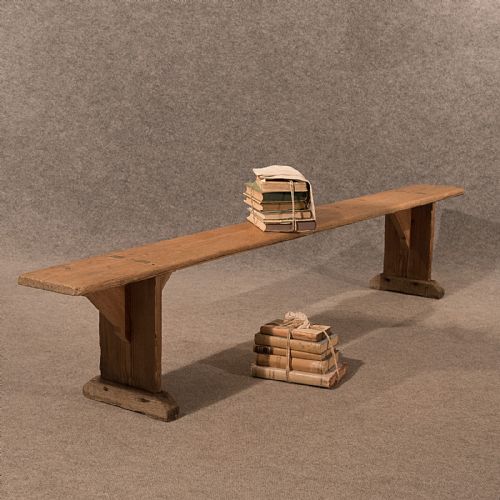 Antique 6' 6" Pine Bench Pew Low Stool Long Seat Quality English Victorian C1900