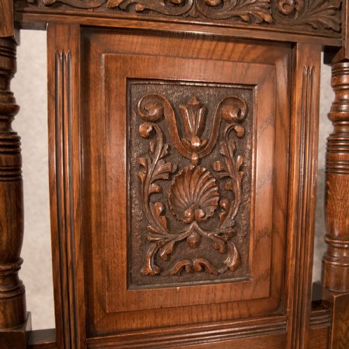 fig 2. Antique Pair Oak Hall Side Dining Chairs Quality Carved English Victorian c1890