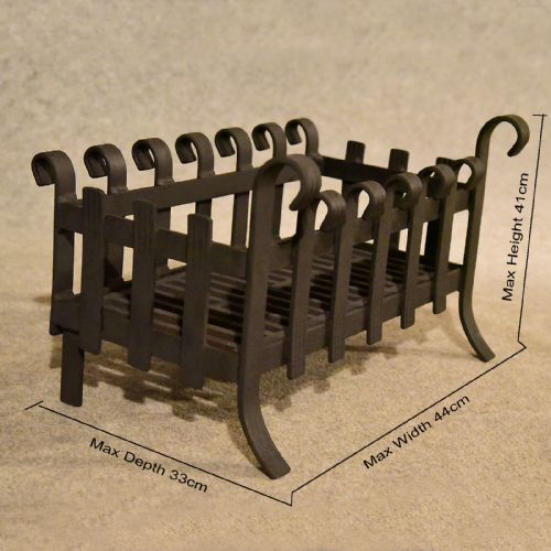 fig 1. Antique Fire Basket Chimney Hearth Fireplace Iron Grate c1900