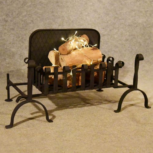 Antique Fire Basket Chimney Hearth Fireplace Iron Grate C1900