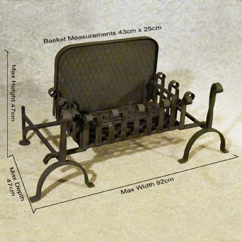 fig 1. Antique Fire Basket Chimney Hearth Fireplace Iron Grate c1900