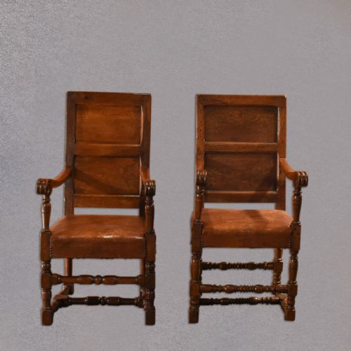 fig 1. C18th and Later Pair of Panel Back Armchairs