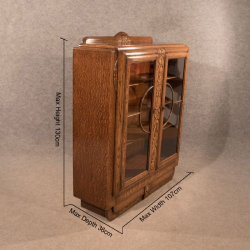 fig 1. Art Deco Bookcase Display Cabinet Oak English Made Top Quality c1930