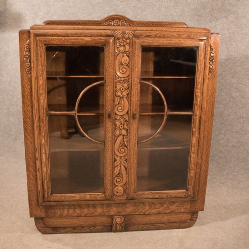 fig 2. Art Deco Bookcase Display Cabinet Oak English Made Top Quality c1930