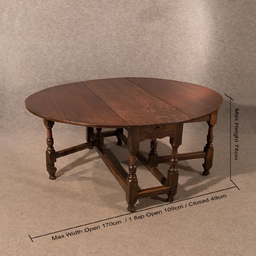 fig 1. Antique Oak Dining Kitchen Table Large Gate leg Folding Drop Leaf Georgian c1800