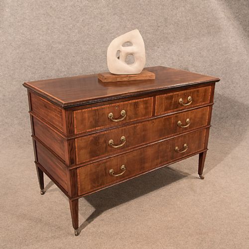 Antique 4' Wide Flame Mahogany Chest of Drawers Quality English Edwardian C1910