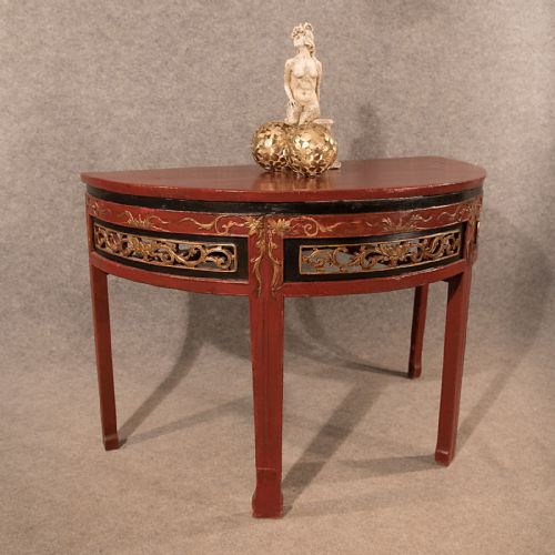Antique Centre Display Table Pair of Demi Lune Side Lamp Tables Chinese C1850