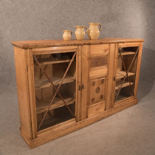 Antique Victorian Satinwood Ships Bookcase Display Cabinet Nautical Marine C1865