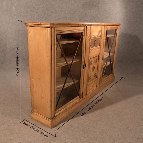 fig 1. Antique Victorian Satinwood Ships Bookcase Display Cabinet Nautical Marine c1865