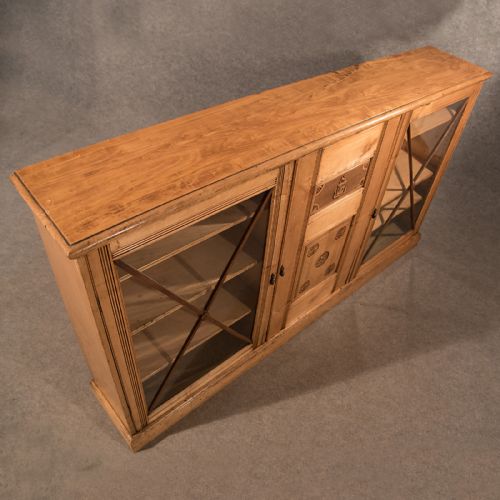 fig 2. Antique Victorian Satinwood Ships Bookcase Display Cabinet Nautical Marine c1865