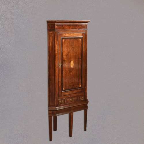 Georgian Oak Corner Cabinet on Stand, C.1760