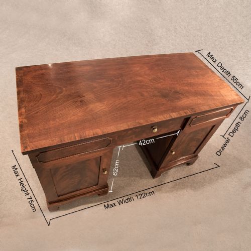 fig 1. Antique Pedestal Desk Study Table Quality Flame Mahogany Victorian English c1850