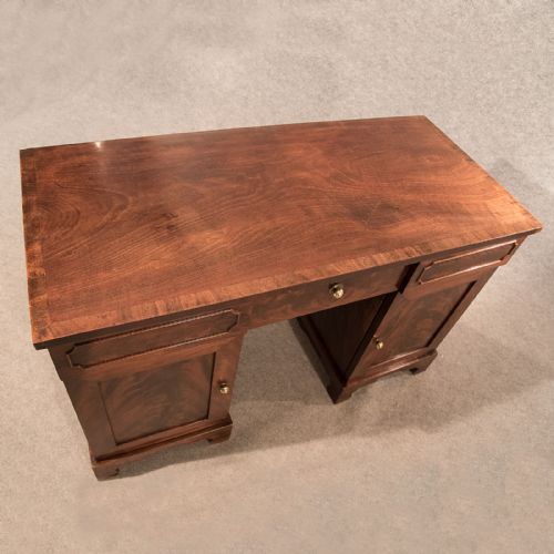 fig 3. Antique Pedestal Desk Study Table Quality Flame Mahogany Victorian English c1850