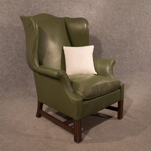 Antique Leather Armchair Large Wing Gentleman's Chair English Victorian C1900