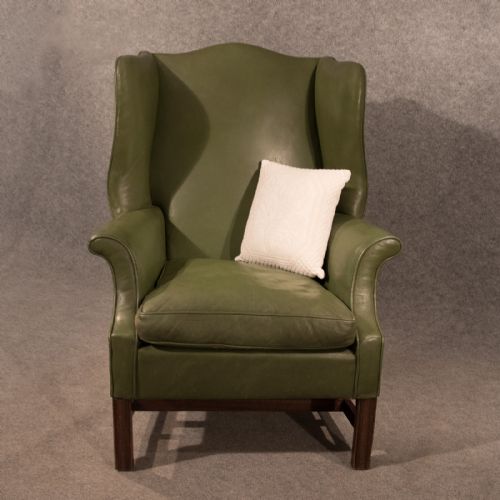 fig 3. Antique Leather Armchair Large Wing Gentleman's Chair English Victorian c1900