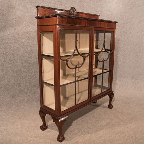Antique Bookcase Display China Cabinet Glazed Edwardian Quality Mahogany C1910