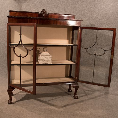 fig 3. Antique Bookcase Display China Cabinet Glazed Edwardian Quality Mahogany c1910